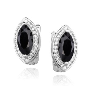 Cercei argint cu tortita si piatra neagra DiAmanti Z0711DER_B-DIA (Argint 925‰ 3,5 g.)